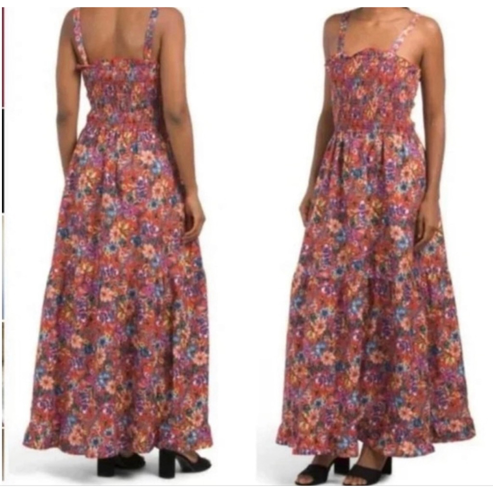 Women's B.O.G. Collective Red Floral Smocked Maxi Dress S